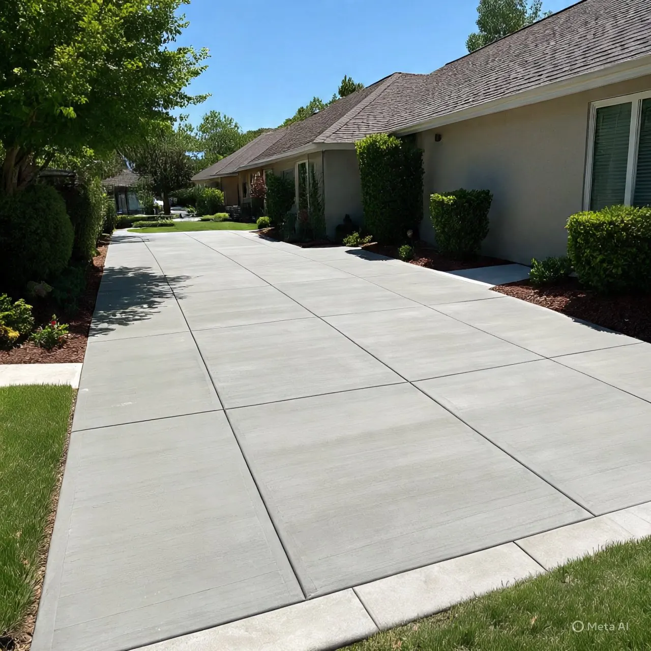 Finished concrete driveway with control joints at a Phoenix, AZ home