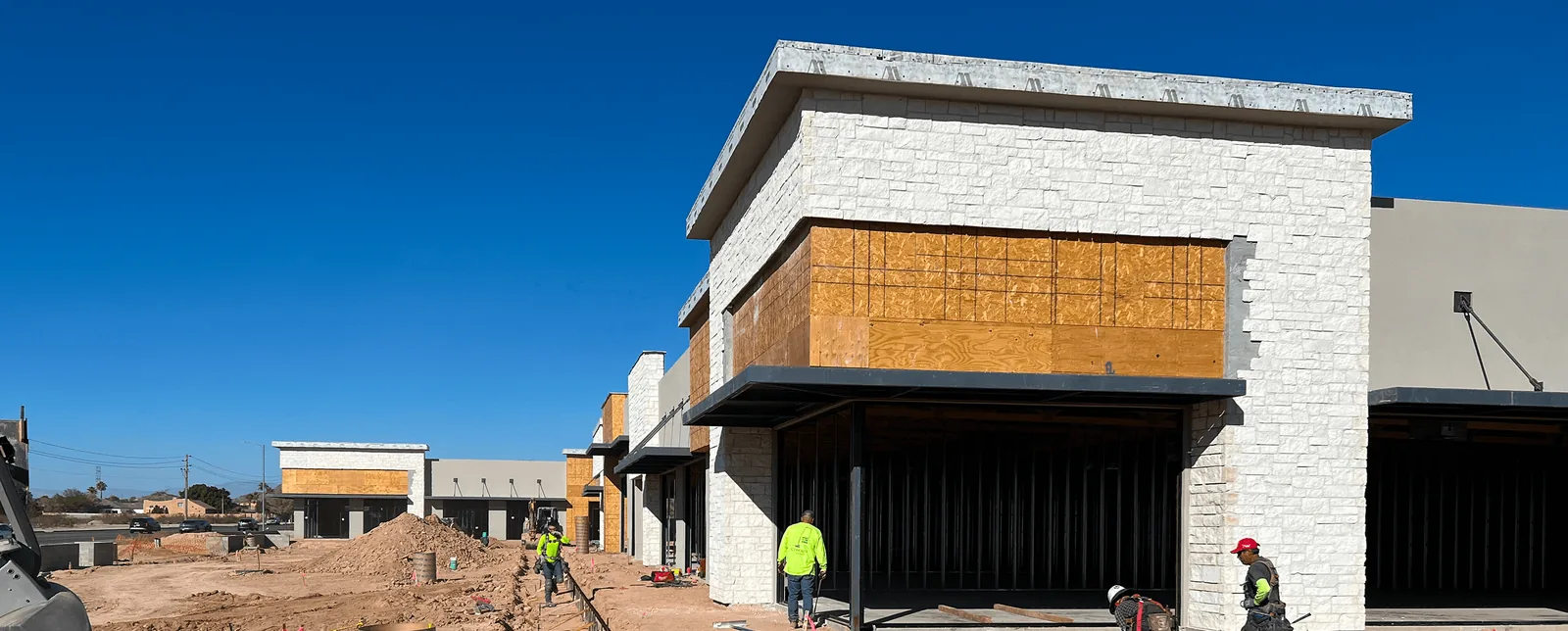 Commercial building under construction on a concrete site in Phoenix, AZ