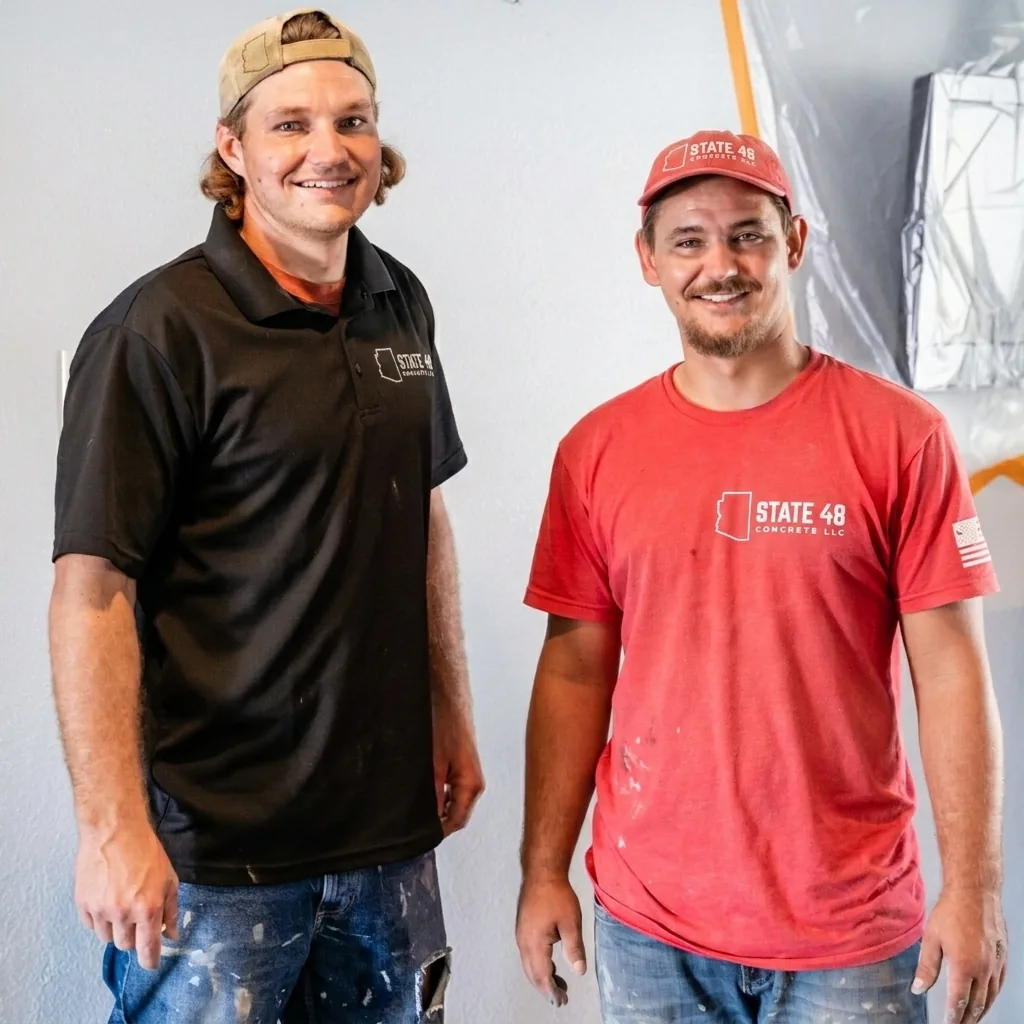 State 48 Concrete team members in branded shirts, Phoenix, AZ